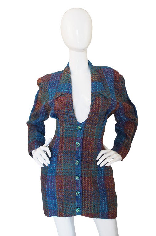 1980s Thierry Mugler Blue Boucle jacket In Excellent Condition In Rockwood, ON
