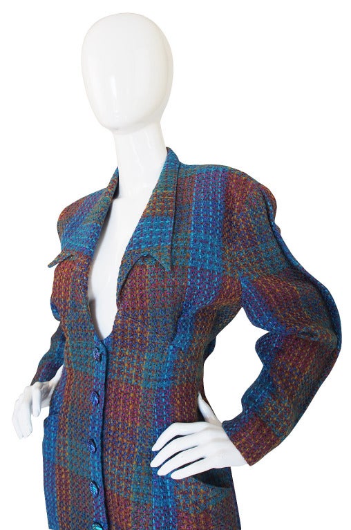 Women's 1980s Thierry Mugler Blue Boucle jacket