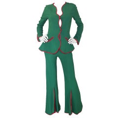 Vintage 1970s Rare Green Ossie Clark Suit