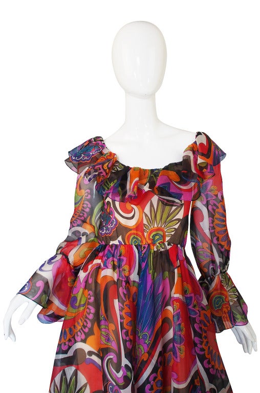 1960s Navy Silk & Silver Metallic Oscar de la Renta Dress