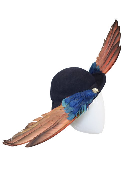 1930/40s Bes Ben Feather & Felt Hat In Excellent Condition In Rockwood, ON
