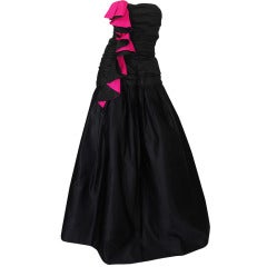 Used Late 1970s-Early 1980s Arnold Scaasi Couture Black & Pink Silk Dress