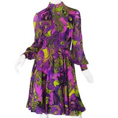 1970s Purple Silk La Mendola Day Dress