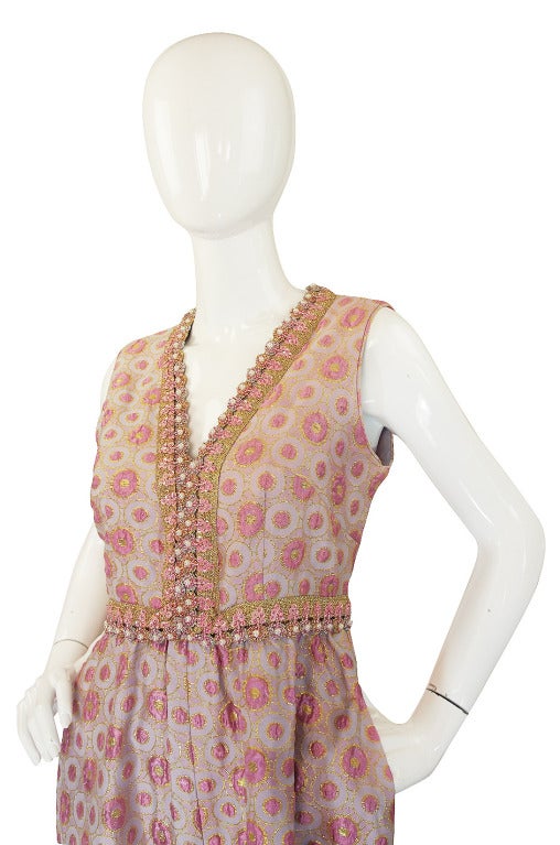 Women's 1960s Brocade & Jewelled Pink Jumpsuit