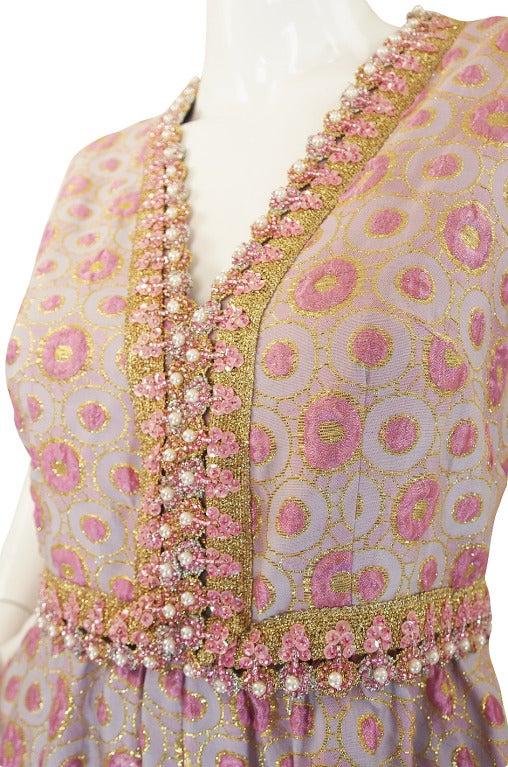 1960s Brocade & Jewelled Pink Jumpsuit 2