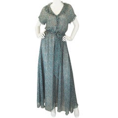 1970s Scott Barrie Silk Chiffon Ruffle Dress