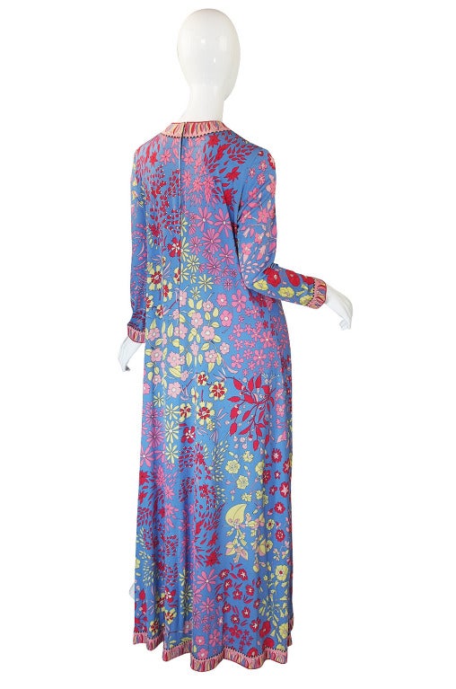 1970s Silk Jersey Bessi Caftan Dress at 1stdibs