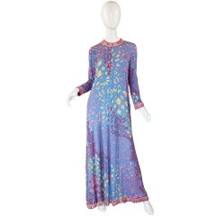 Vintage 1970s Silk Jersey Bessi Caftan Dress