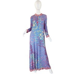 1970s Silk Jersey Bessi Caftan Dress