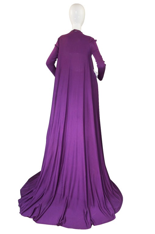 Purple 1971 Couture Halston Jersey Gown & Coat