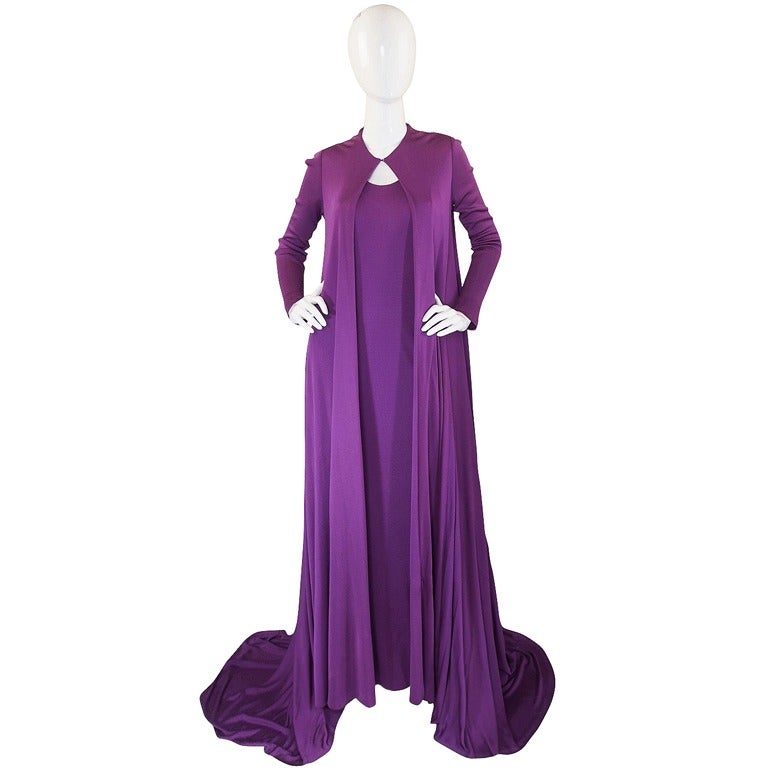 1971 Couture Halston Jersey Gown & Coat