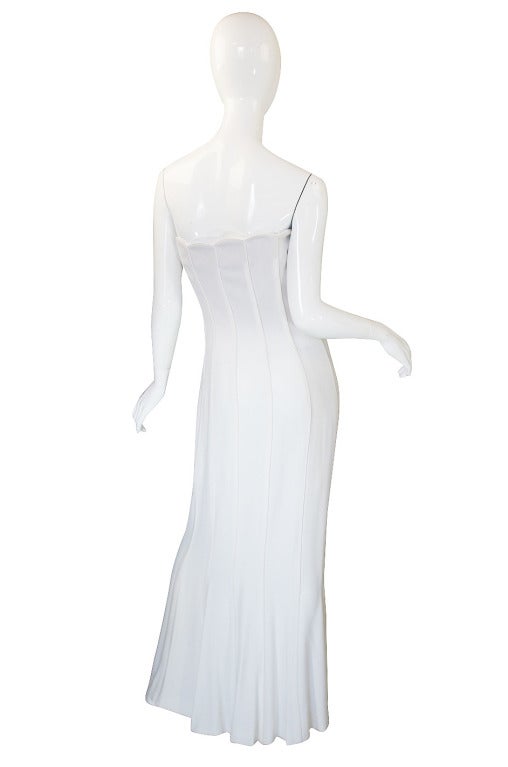 1970s Valentino Strapless White Gown