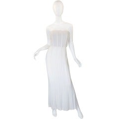 1970s Valentino Strapless White Gown