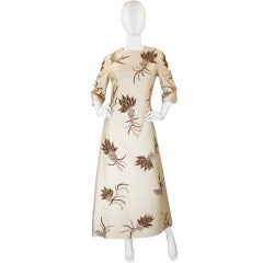 Vintage 1960s Hand Beaded & Sequin Silk Gown