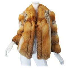 Retro 1970s Red Fox & Leather Jacket