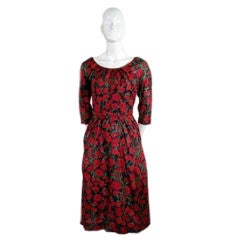 Vintage 1950s Silk Floral Party Dress