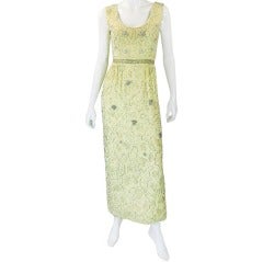 1960s Beaded Silk Pale Lemon Malcolm Starr