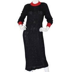 1970s Black & Red Missoni Knit Dress