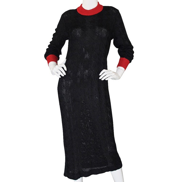 1970s Black & Red Missoni Knit Dress For Sale
