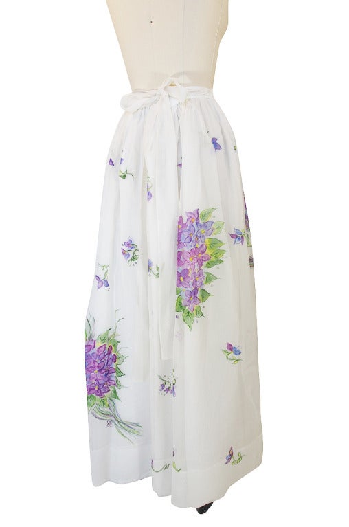 Women's 1970s Hand Painted Silk Organza Adolfo Skirt