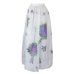 1970s Hand Painted Silk Organza Adolfo Skirt