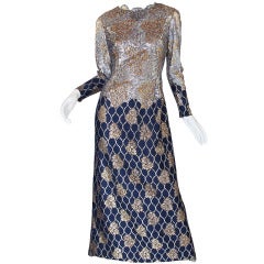 1960s Metallic Lace Pauline Trigere Gown