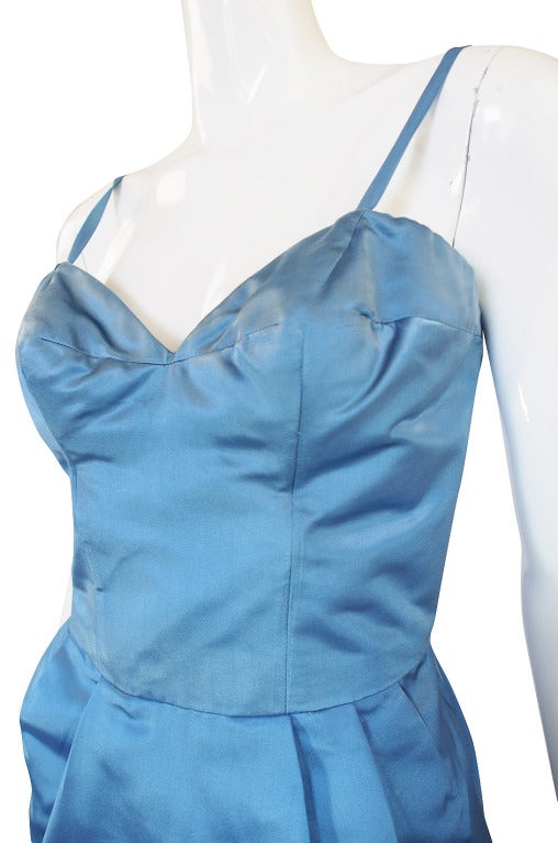 1950s Pale Blue Silk 