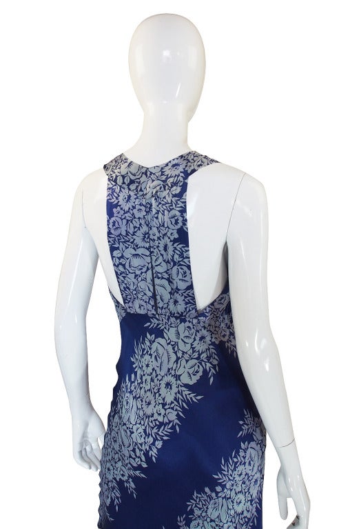 1930s Blue Bias Cut Silk Spiral Gown at 1stDibs