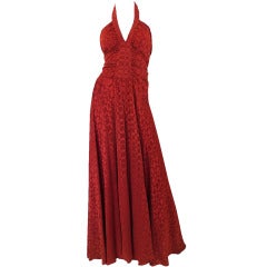 1960s Rare Silk Backless Annacat Maxi Dress