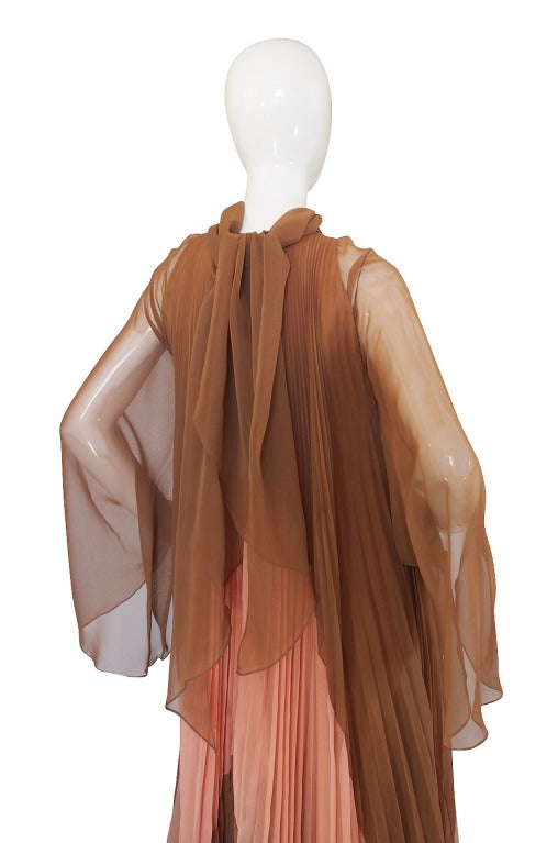 Women's 1970s Pleated Travilla Caftan Gown For Sale