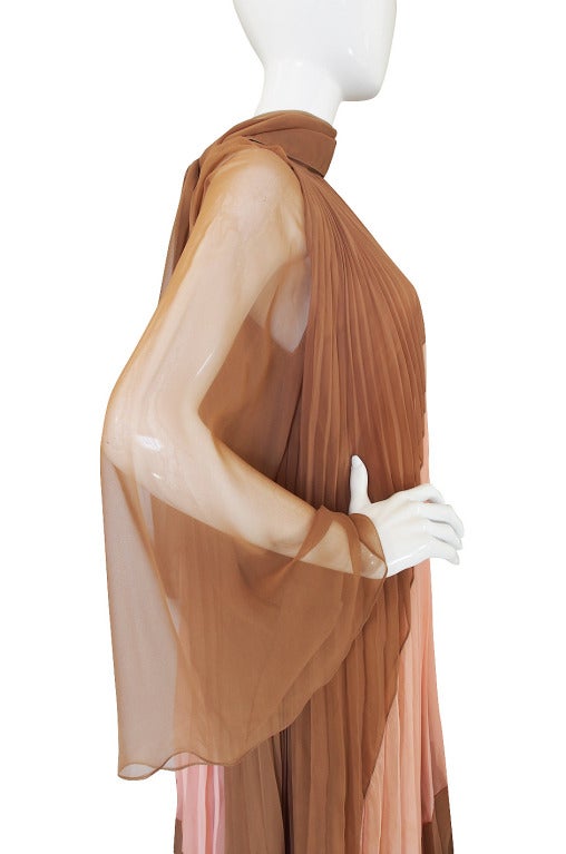 1970s Pleated Travilla Caftan Gown For Sale 1