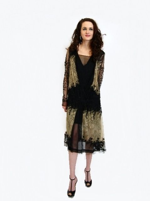 1920s Tambour Lace Flapper Dress
