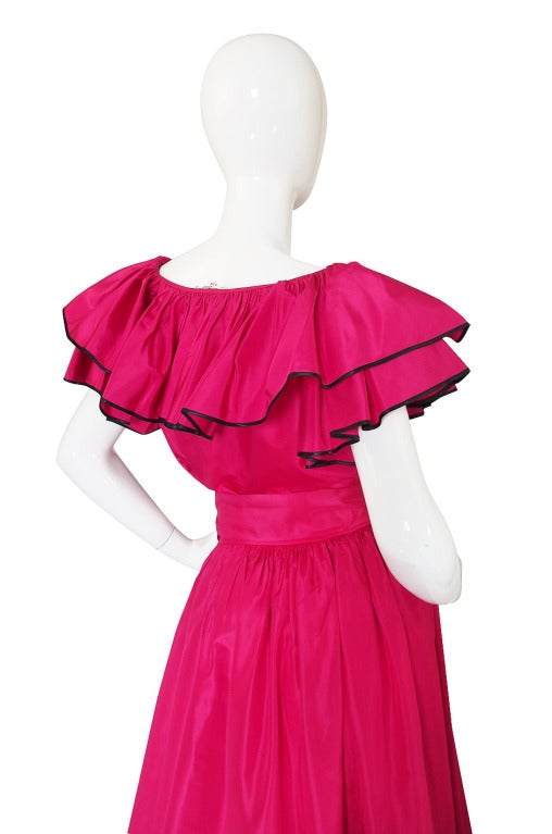 1973 Yves Saint Laurent Pink Silk Ruffle Set 1