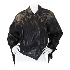 Vintage 1979 Claude Montana Fringed Leather Jacket