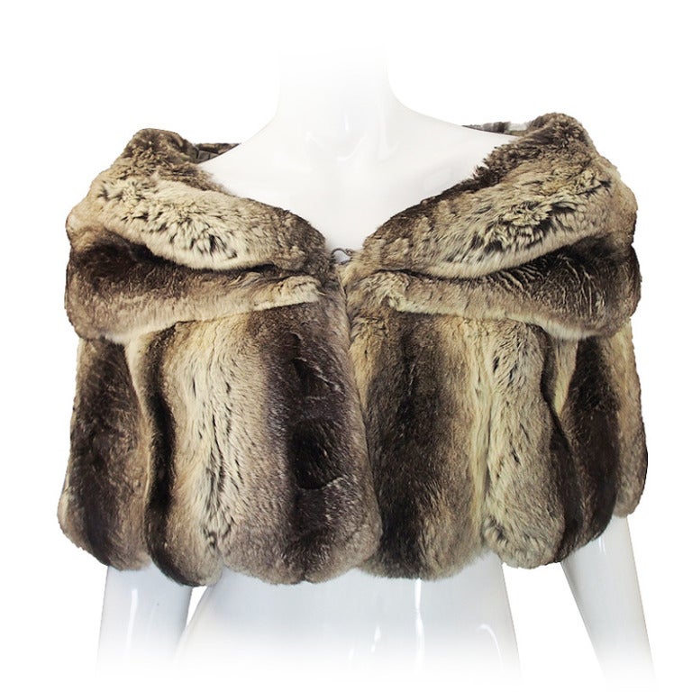 1950s Rare Scalloped Edge Chinchilla Cape at 1stDibs