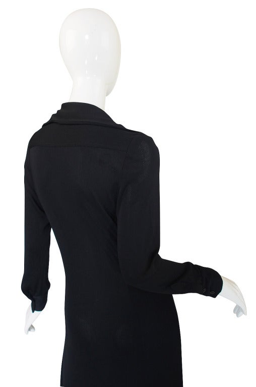 1972 Black Silk Jersey Halston Shirt Dress 2