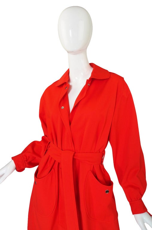 1960s Red Andre Courreges Trench Coat For Sale 1