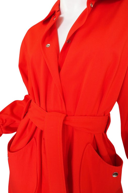1960s Red Andre Courreges Trench Coat For Sale 3