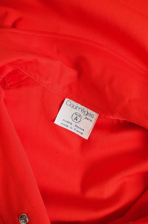 1960s Red Andre Courreges Trench Coat For Sale 4