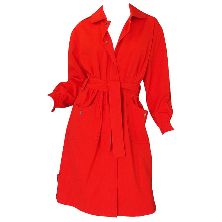1960s Red Andre Courreges Trench Coat For Sale
