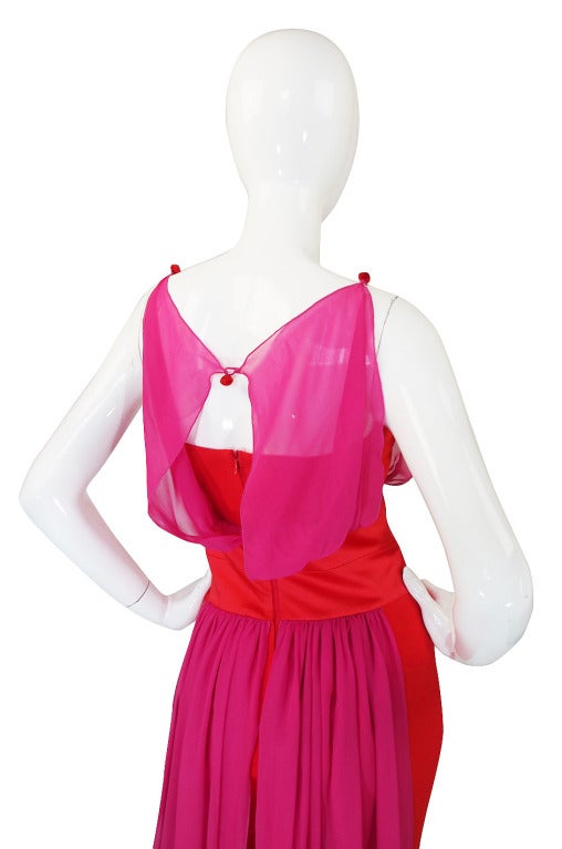 1980s Red & Pink Gianfranco Ferre Silk Dress 5