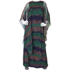 1970s Chiffon Jean Varon Caftan Dress