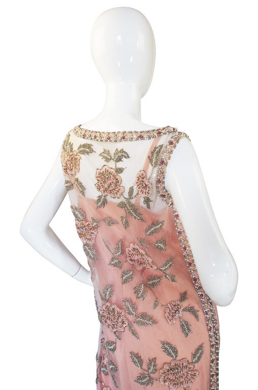 1960s French Hand Bead & Rhinestone Net Gown 2