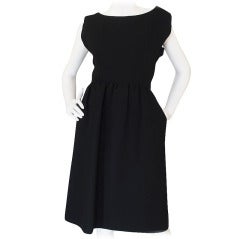 Vintage 1960s Norman Norell Structured Black Dress