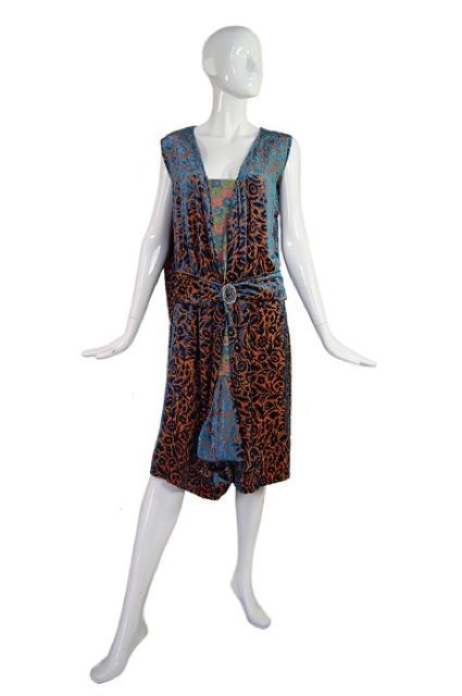 Women's 1920s Silk Devore Flapper Dress