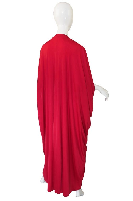 1970s Rare Red Yuki Caftan Gown at 1stDibs