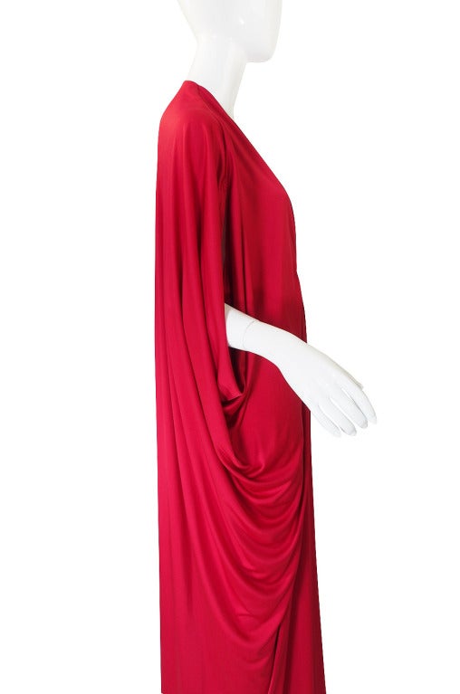 Women's 1970s Rare Red Yuki Caftan Gown