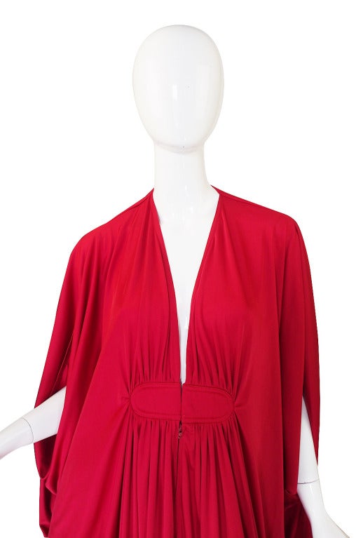 1970s Rare Red Yuki Caftan Gown 1