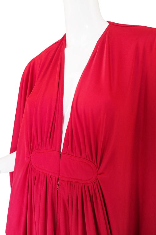 1970s Rare Red Yuki Caftan Gown 3