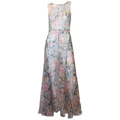 Antique 1920s Etheral Silk Chiffon Floral Flapper Gown